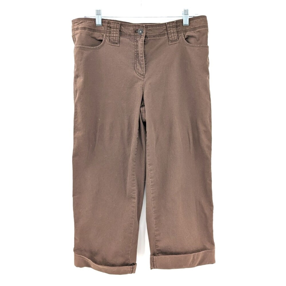 Liz Claiborne Womens Dark Brown Capri Mid Rise Cropped Pants Size 10 34"x20"